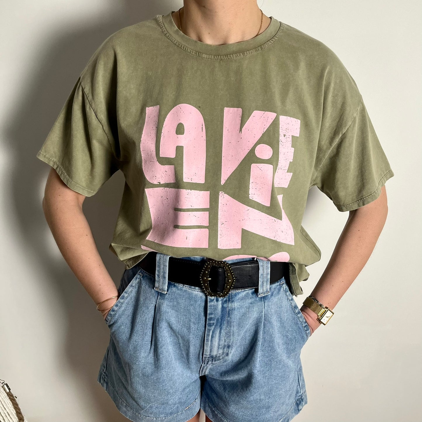 T-shirt "La vie en rose" Kaki