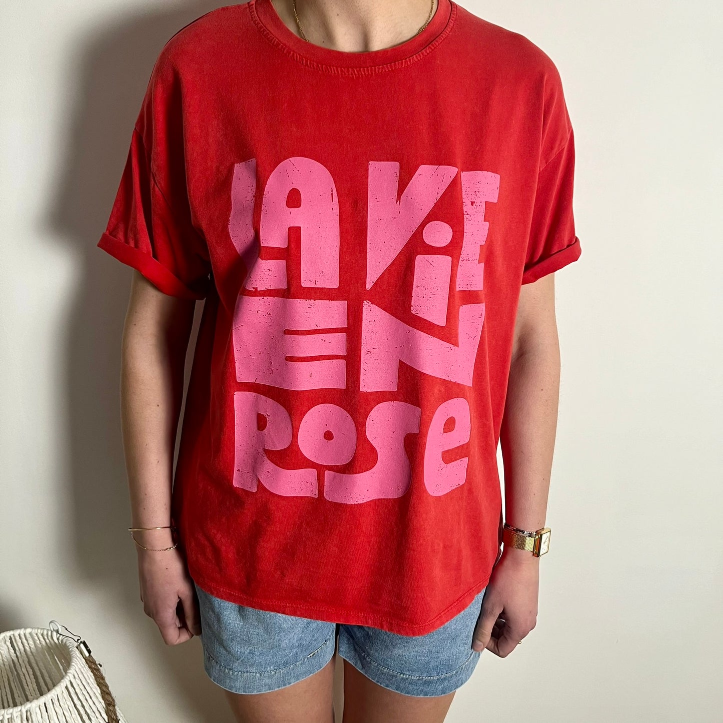 T-shirt "La vie en rose" Rouge